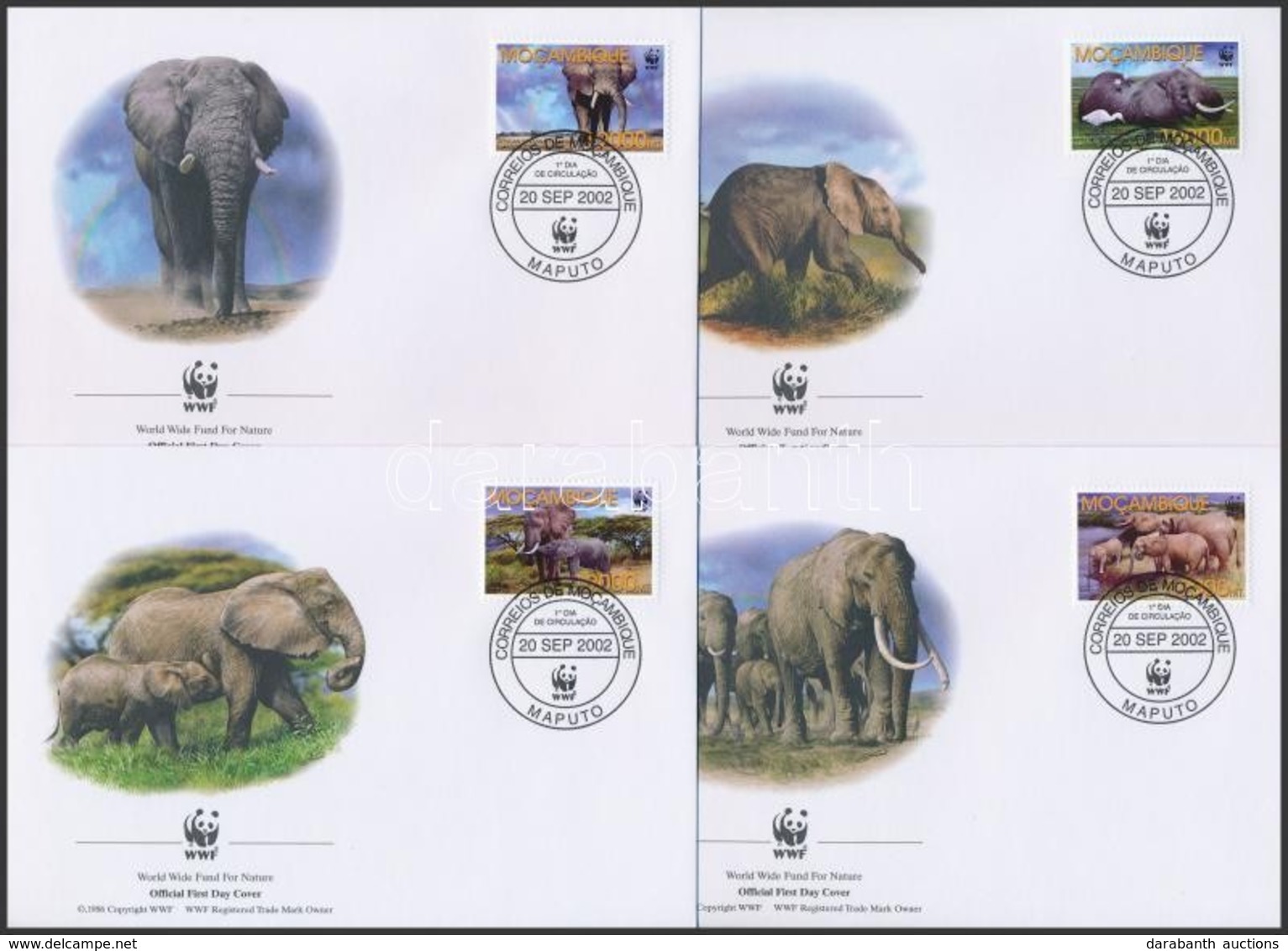 2002 WWF Afrikai Elefánt Sor 4 Db FDC-n Mi 2393-2396 - Sonstige & Ohne Zuordnung