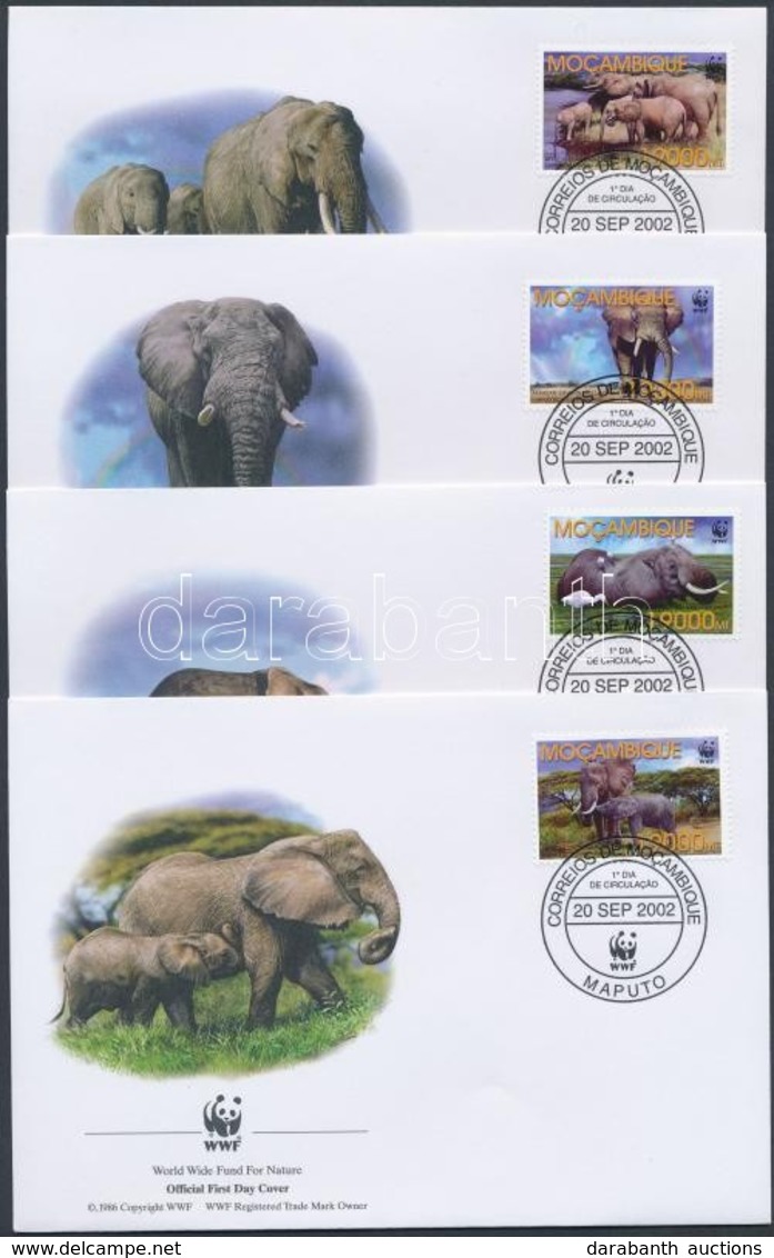 2002 WWF Afrikai Elefánt Sor Mi 2393-2396 4 FDC - Sonstige & Ohne Zuordnung