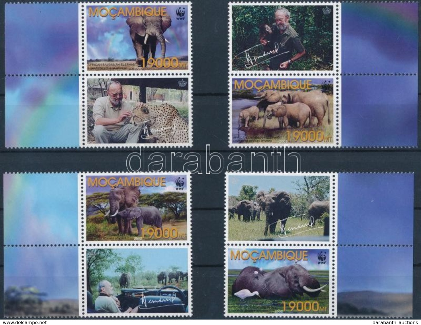 2002 WWF: Elefánt ívszéli Szelvényes Sor Mi 2393-2396 + 4 Db FDC - Sonstige & Ohne Zuordnung