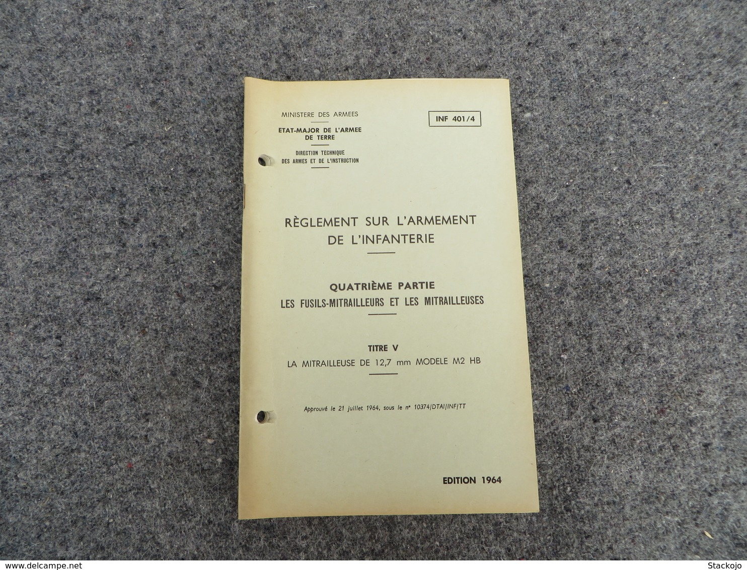 INF. 401/4 - Règlement sur l'armement de l'infanterie - 312/09