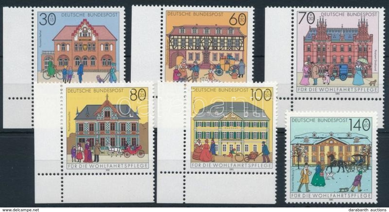 ** 1991 Posta épületek Sor,
Postal Bulidings Set
Mi 1563-1568 - Other & Unclassified