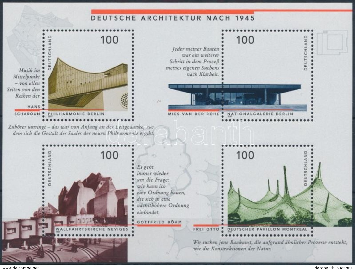 ** 1997 Modern Német építészet Blokk,
Modern German Architecture Block
Mi 37 - Other & Unclassified
