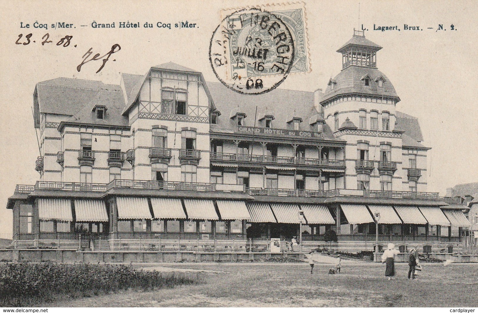 DE HAAN - Le Coq-sur-Mer - Grand Hôtel Avec Des Auvents Fermés / Met Gesloten Zonneluifels - Edit. Lagaert - 1908 - Rare - De Haan