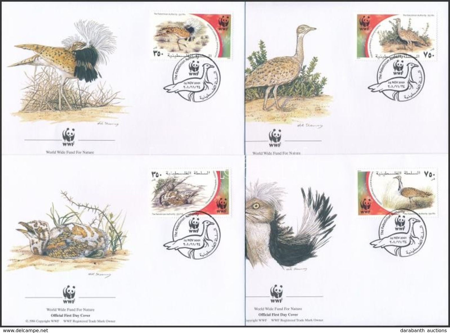 2001 WWF: Galléros Túzok Sor Mi 192-195 4 Db FDC-n - Sonstige & Ohne Zuordnung