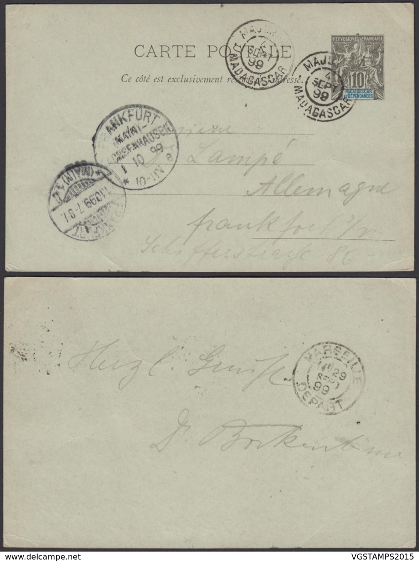 Madagascar -EP 04/07/1899 - Oblit. " Majunga "  Vers Allemagne (6G19424) DC 1550 - Lettres & Documents