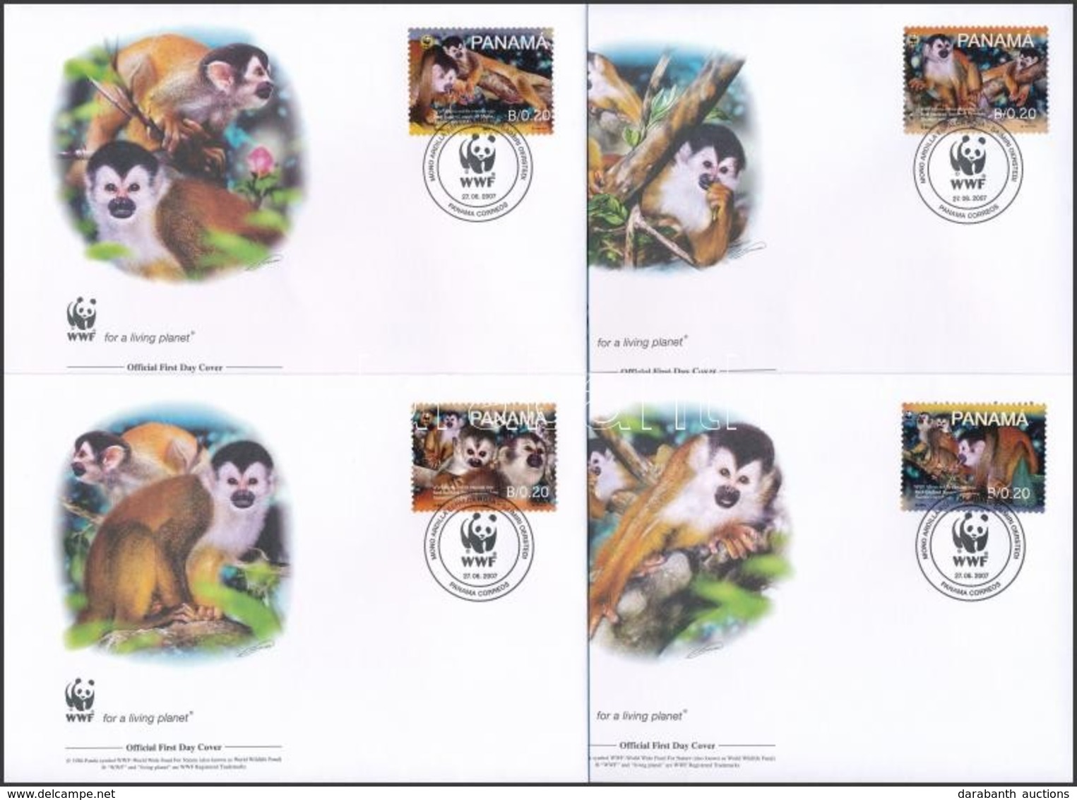 2007 WWF: Majmok Sor 4 Db FDC-n Mi 1921-1924 - Otros & Sin Clasificación