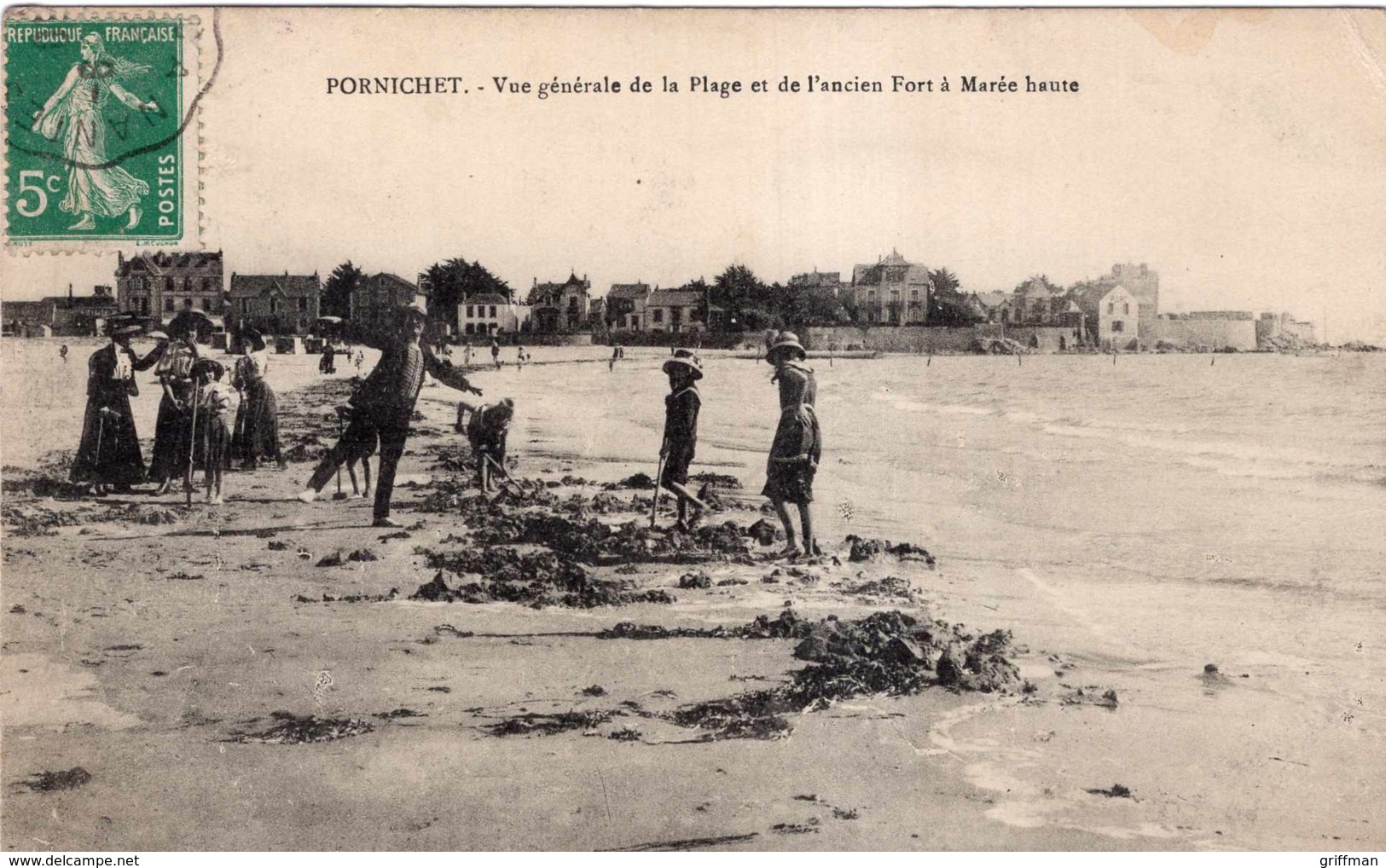 PORNICHET VUE GENERALE DE LA PLAGE ET DE L'ANCIEN FORT A MAREE BASSE TBE - Pornichet