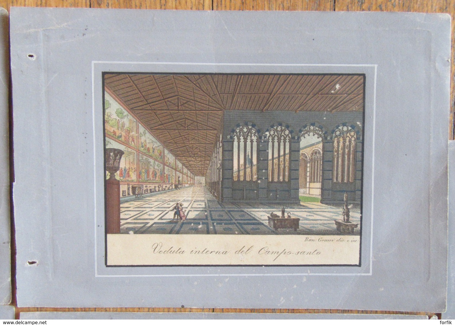 Italie - Lot De 5 Gravures Colorisées - Campo-Santo, Maria Della Spina, Veduta Della Certosa Fuori Di Pisa, Etc... - Lithographies