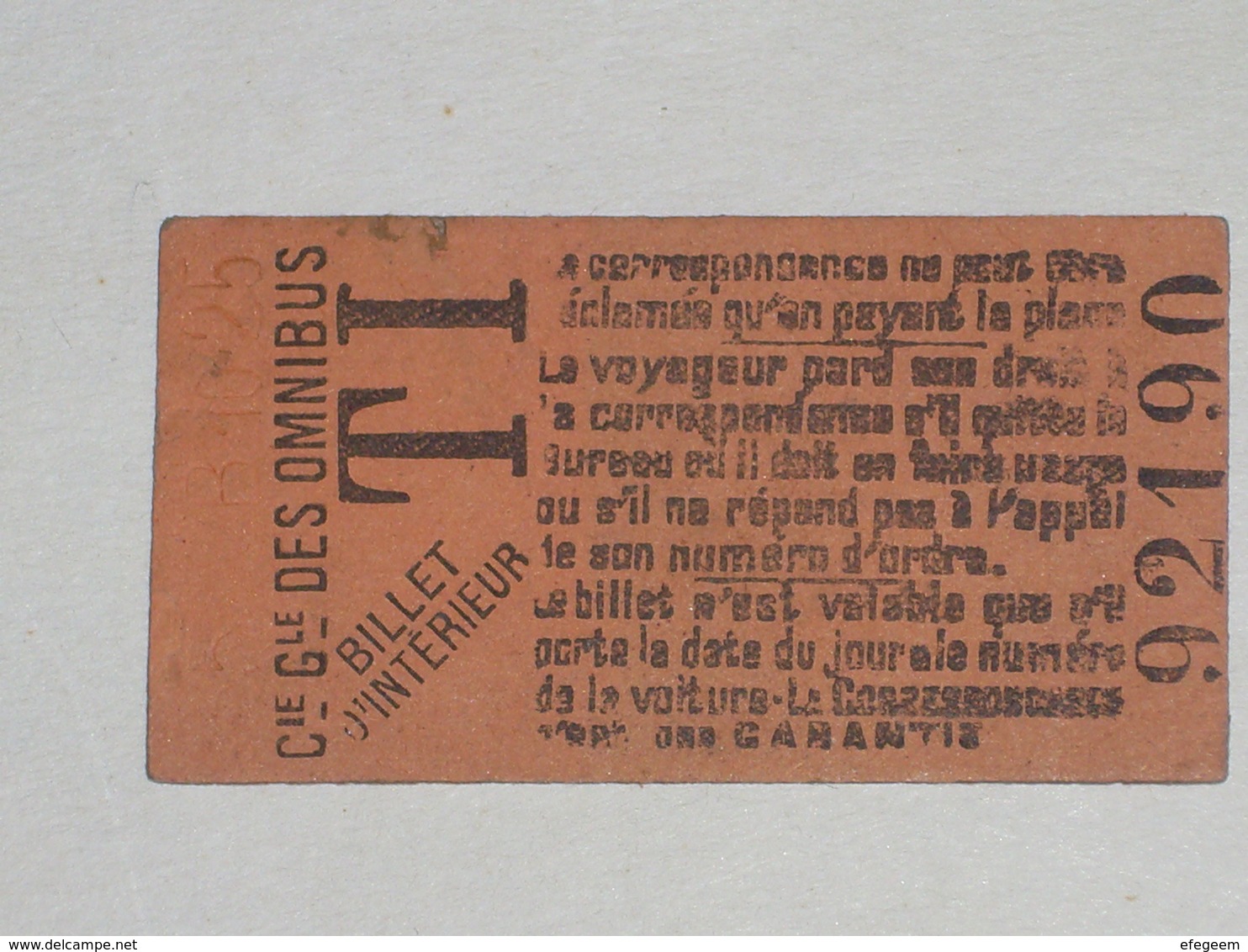 Ancien Ticket Omnibus " TI ". Compagnie Générale Des Omnibus, Ticket Metro. - Europe