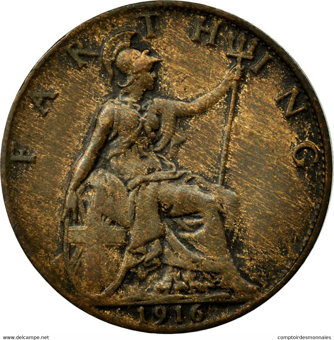 Monnaie, Grande-Bretagne, George V, Farthing, 1916, B+, Bronze, KM:808.1 - B. 1 Farthing