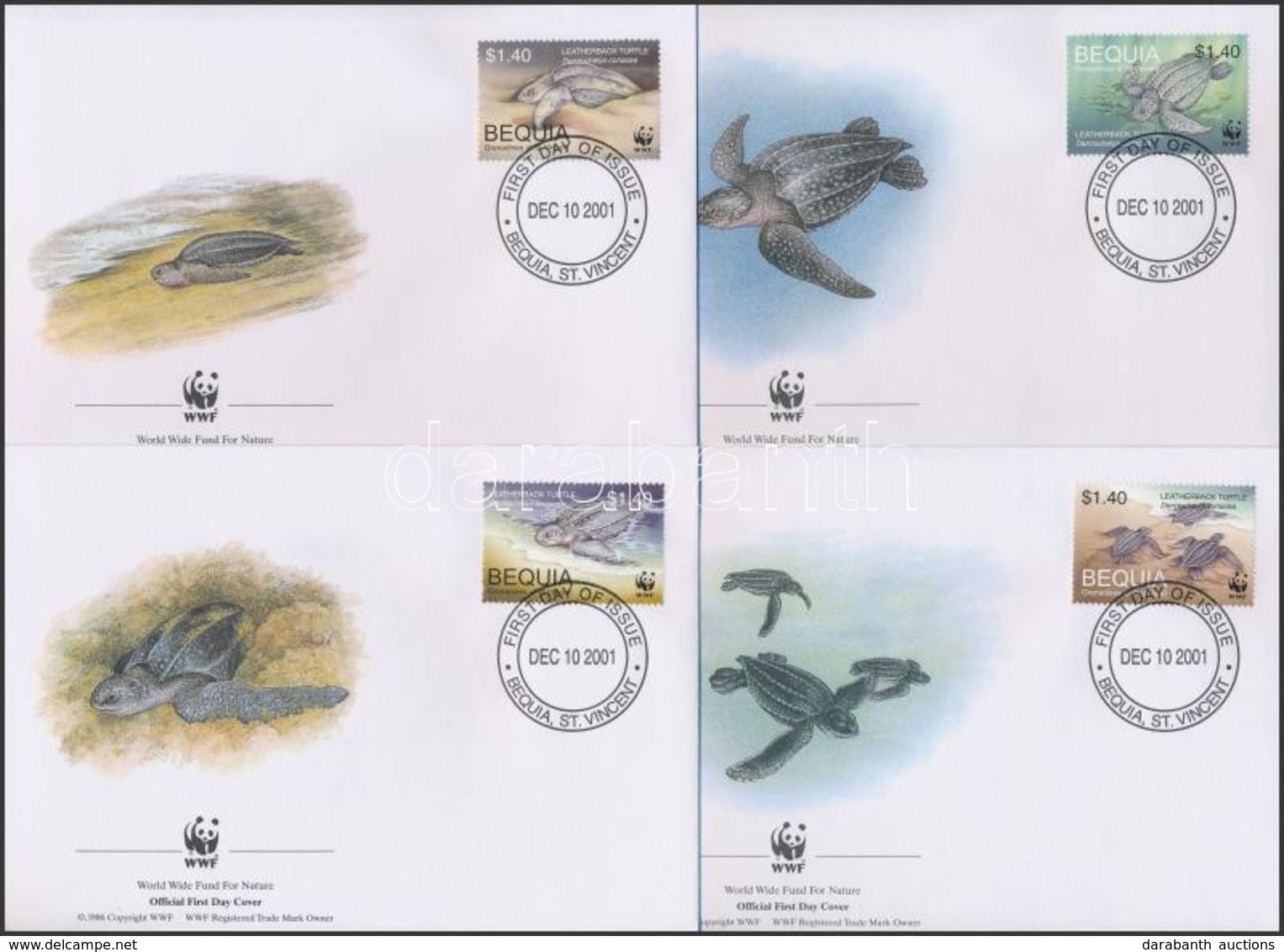 2001 WWF: Teknősbéka Sor Mi 306-309 4 FDC-n - Sonstige & Ohne Zuordnung