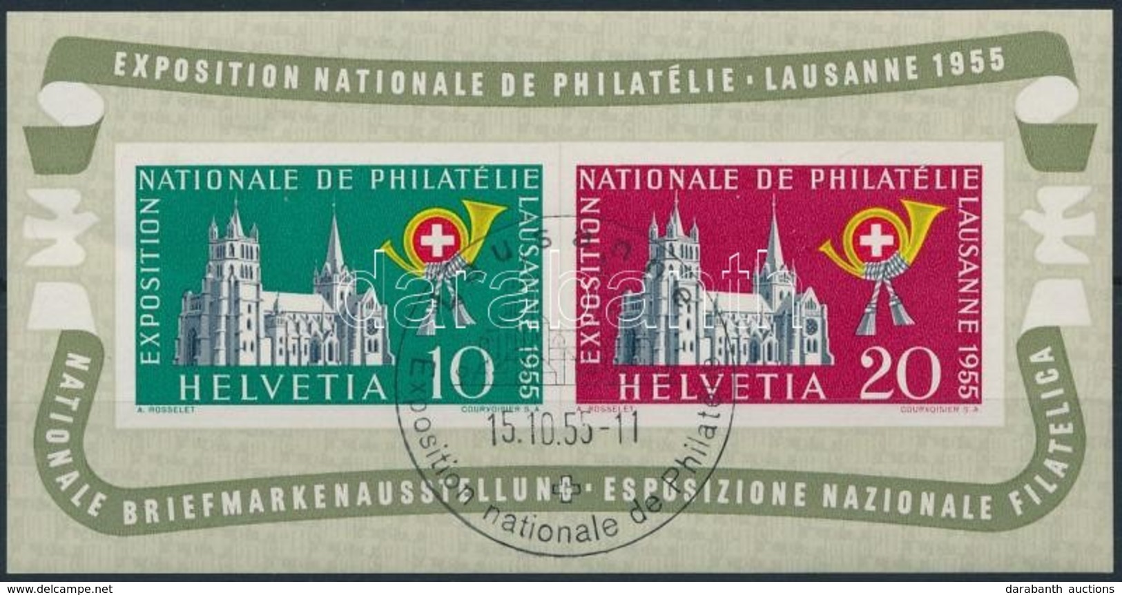 O 1955 Bélyegkiállítás Blokk,
Stamp Exhibition Block
Mi 15 - Autres & Non Classés