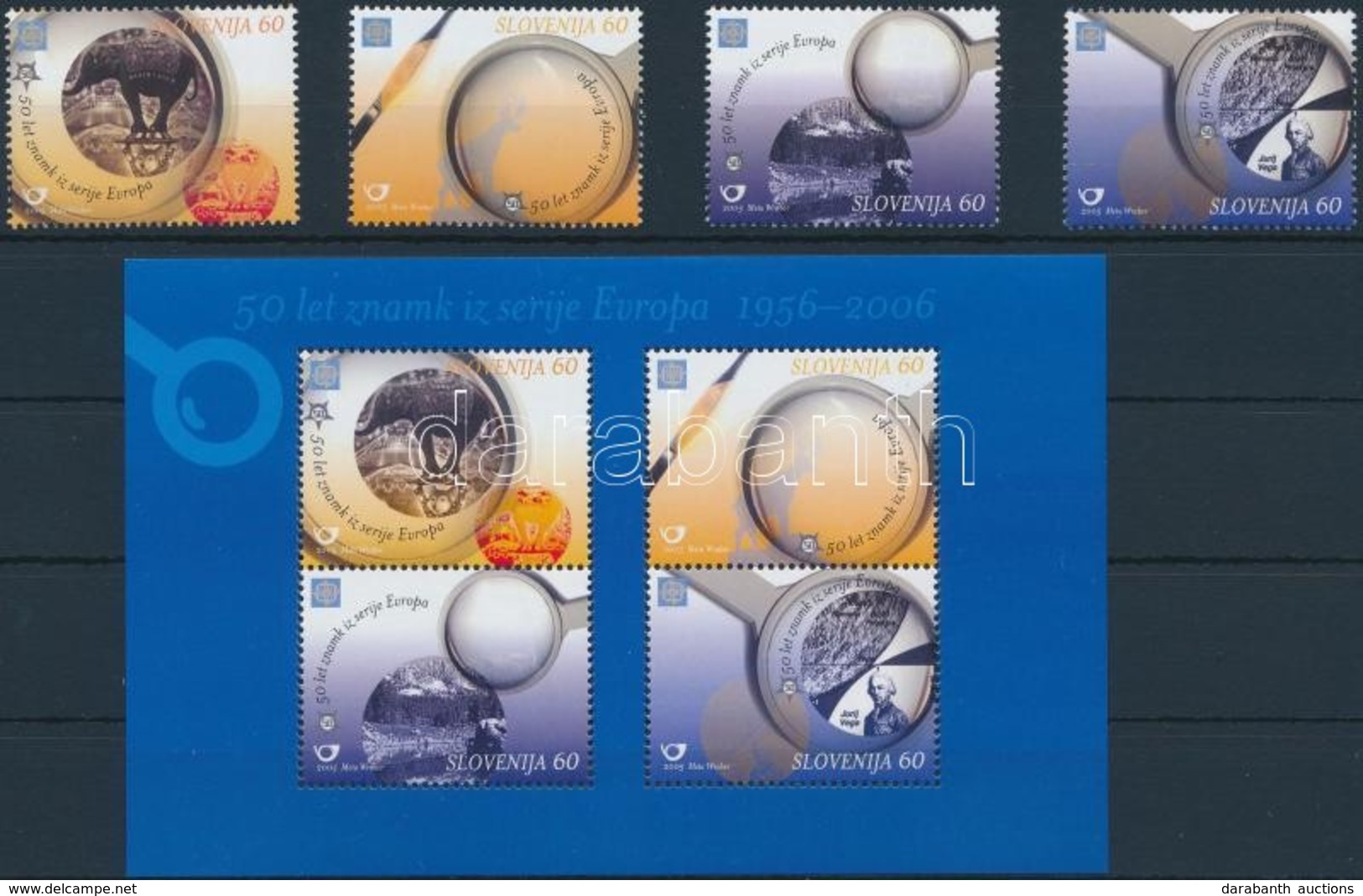 ** 2005 50 éves Az Europa CEPT Sor + Blokk,
50th Anniversary Of Europe CEPT Set + Block
Mi 543-546 + Mi 23 - Other & Unclassified