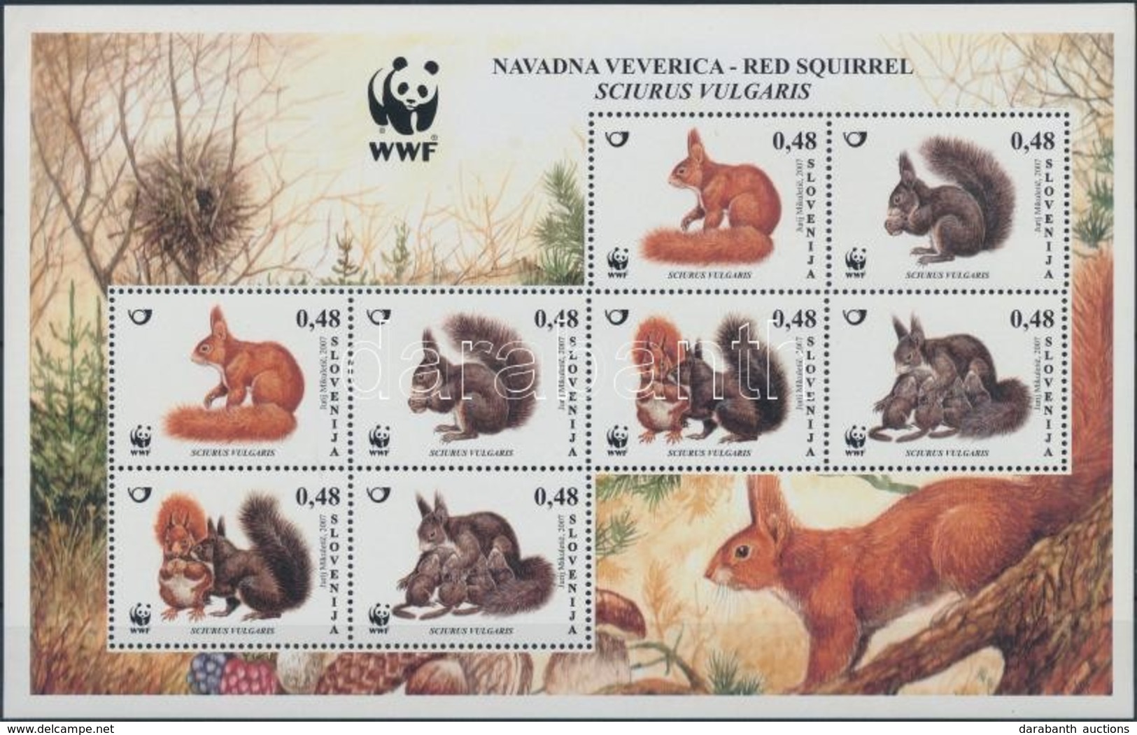 ** 2007 WWF: Európai Vörös Mókus Kisív Mi 640-643 - Sonstige & Ohne Zuordnung