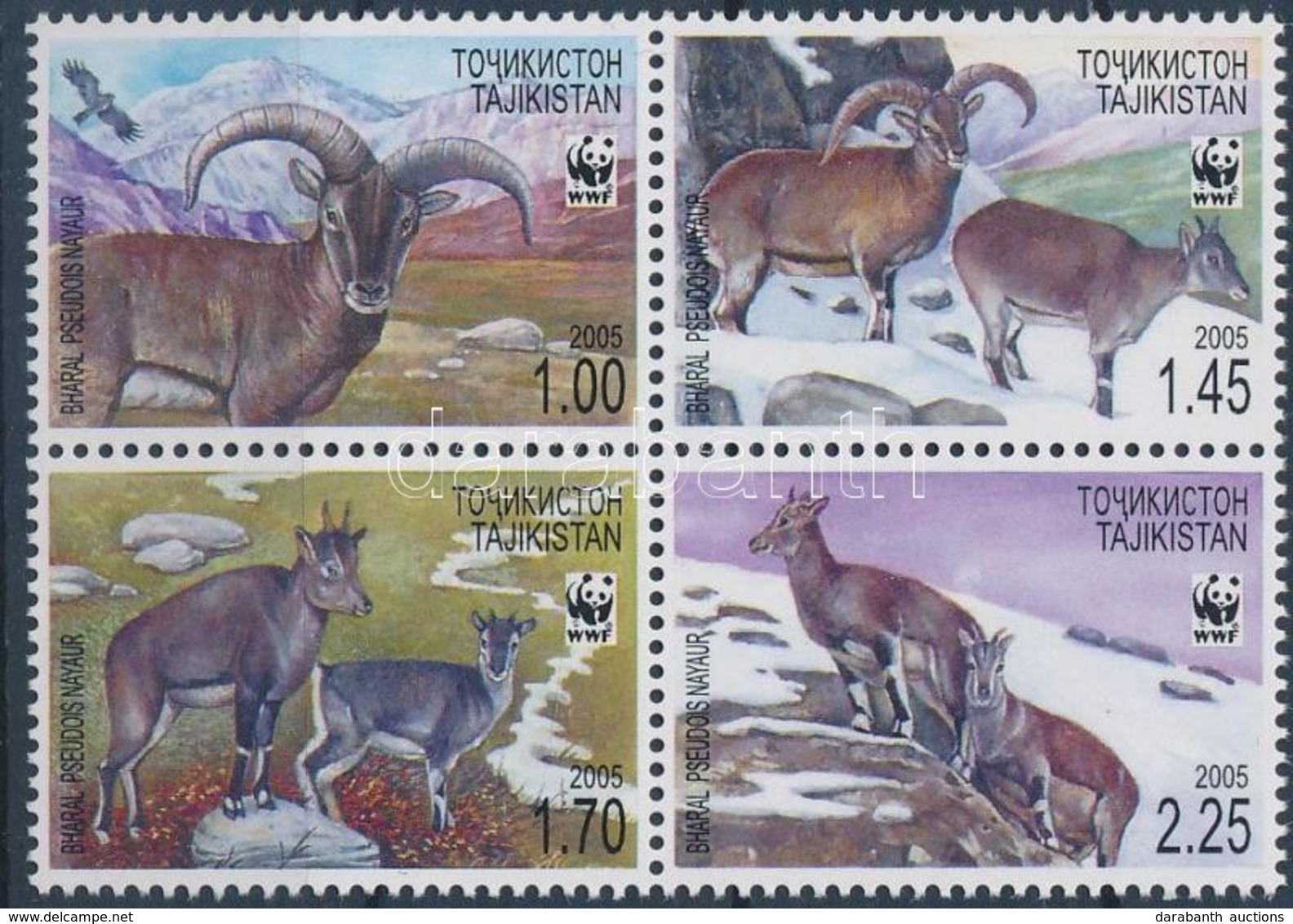 ** 2005 WWF állatok Négyestömb Mi 392-395 A - Other & Unclassified