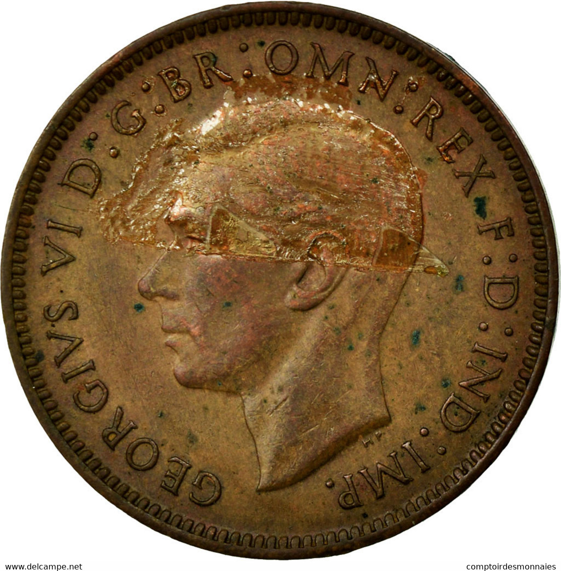 Monnaie, Grande-Bretagne, George VI, Farthing, 1942, TB+, Bronze, KM:843 - B. 1 Farthing