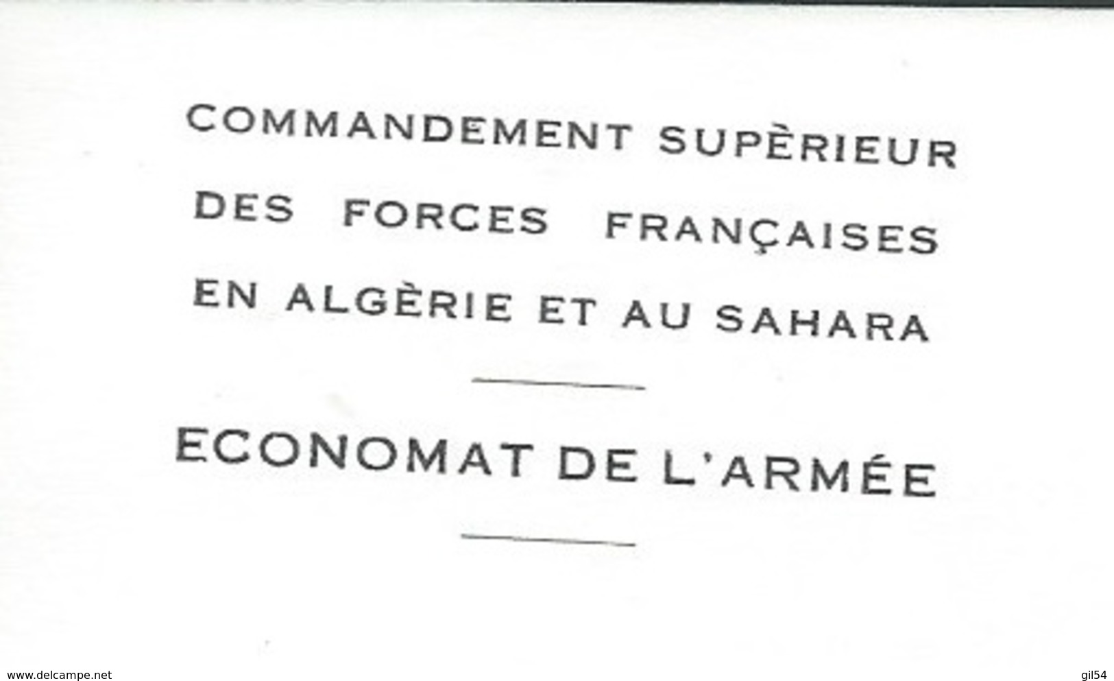 Cachet Rouge "Secteur Postal  87.890 Sur Lac  " Commandement Supérieur Des Force Françaises En Algérie " RAA1109 - Guerre D'Algérie