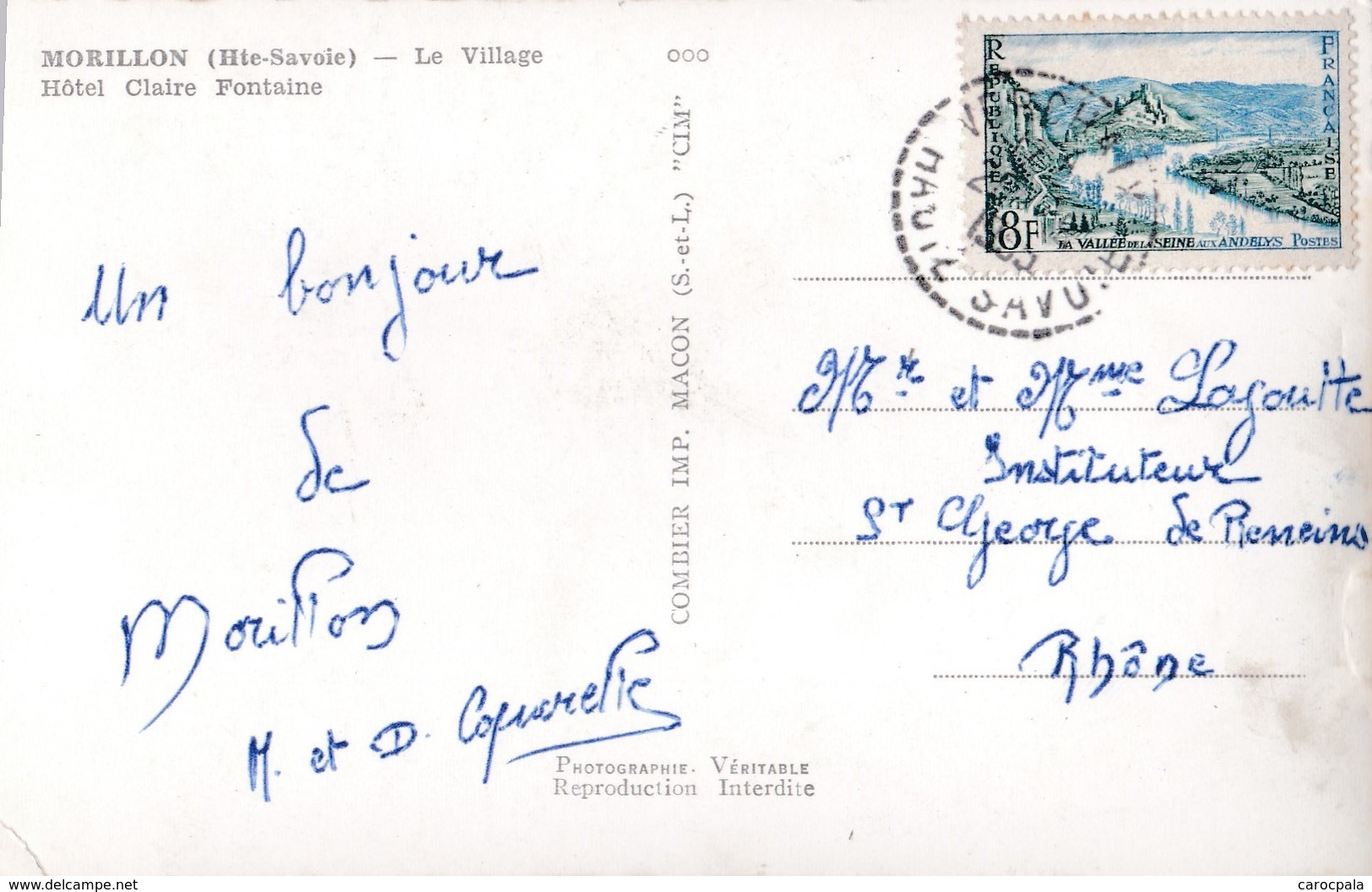 Carte Vers 1950 MORILLON / LE VILLAGE ET HOTEL CLAIRE FONTAINE - Autres & Non Classés