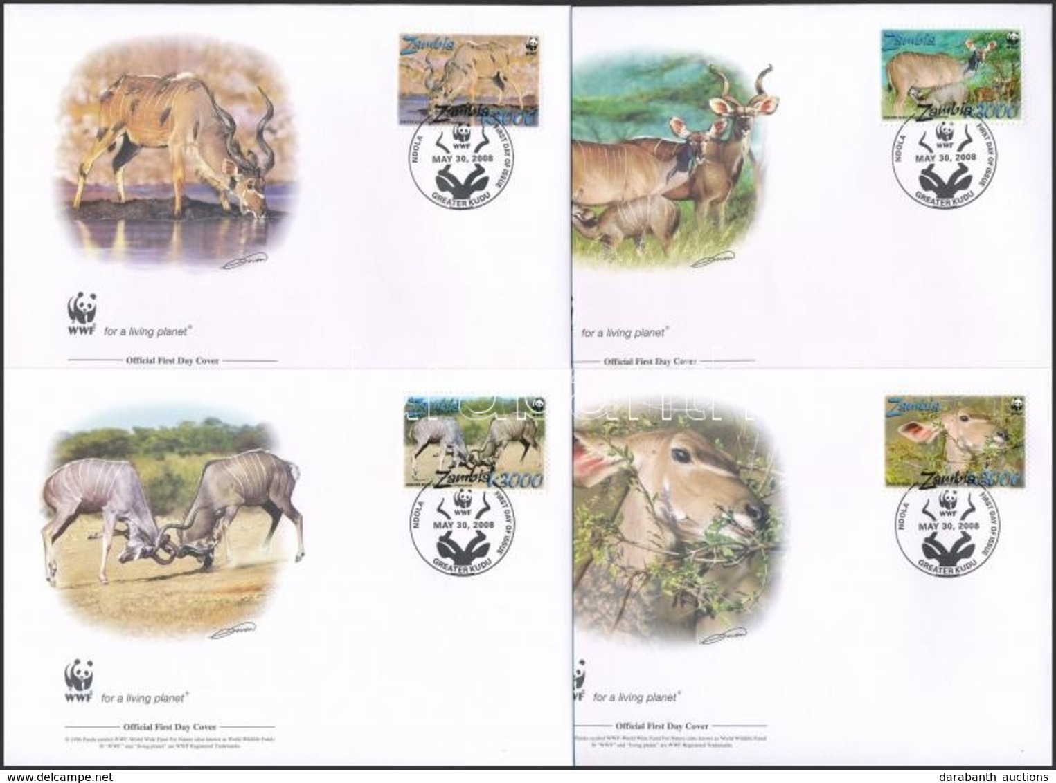 2008 WWF: Nagy Kudu Sor Mi 1606-1609 4 Db FDC-n - Other & Unclassified