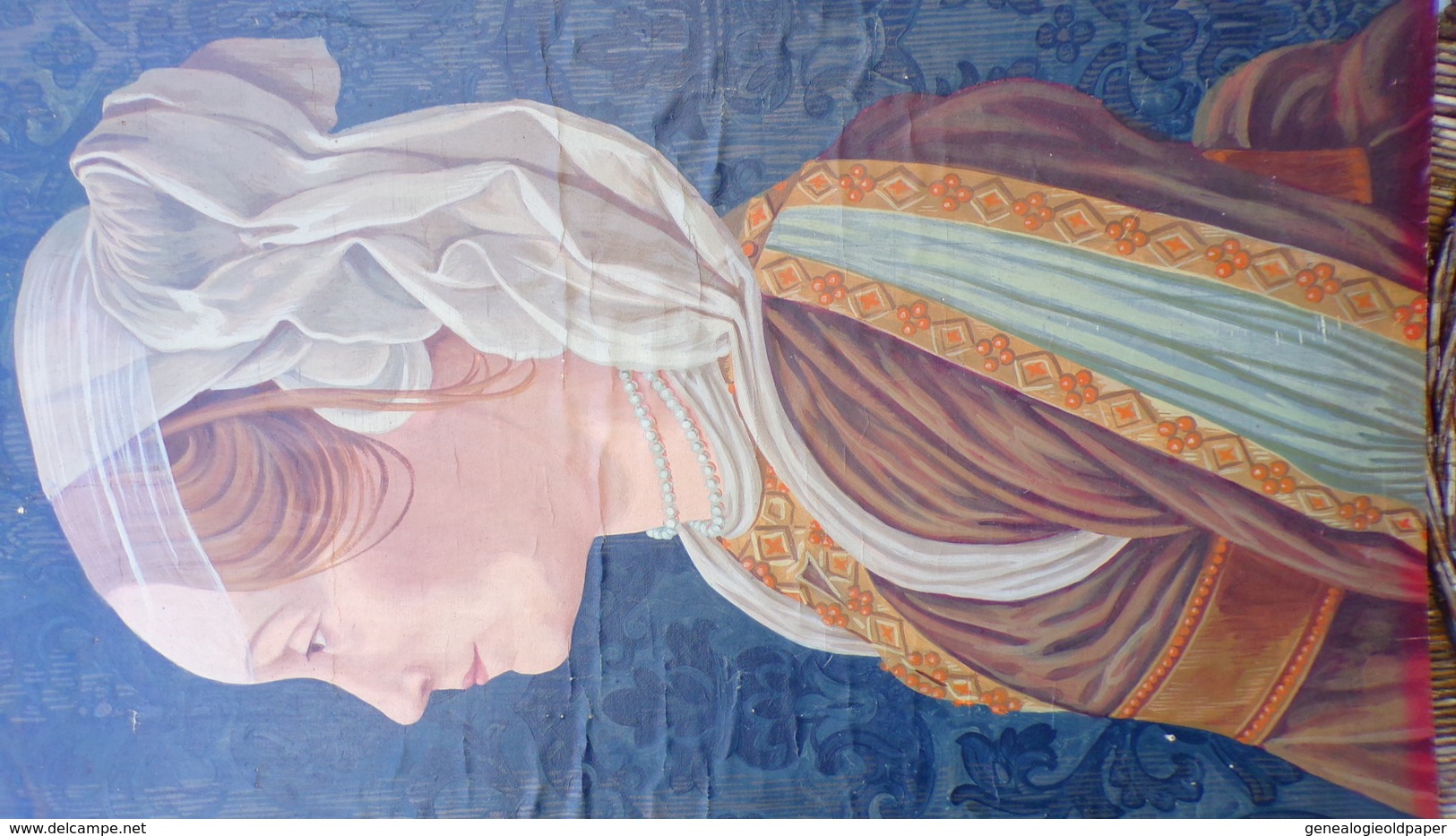 23- AUBUSSON - BEAU CARTON DE TAPISSERIE - FEMME AU FOULARD - CREUSE - Oils