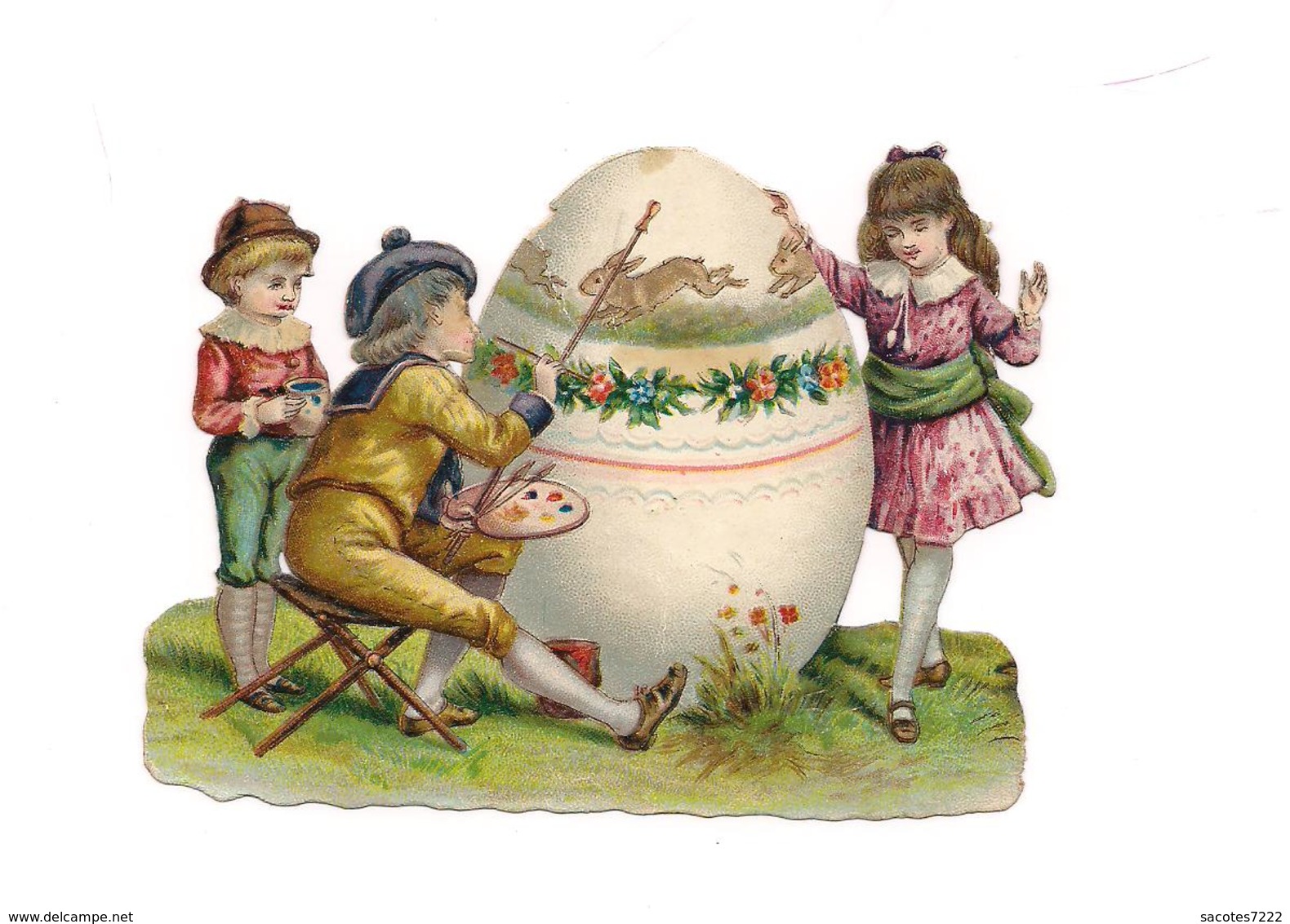 DECOUPI GAUFFRE  ENFANTS ET OEUF DE PAQUES - LAPIN - PEINTURE - Environ 10cm / 8cm - - Motiv 'Ostern'