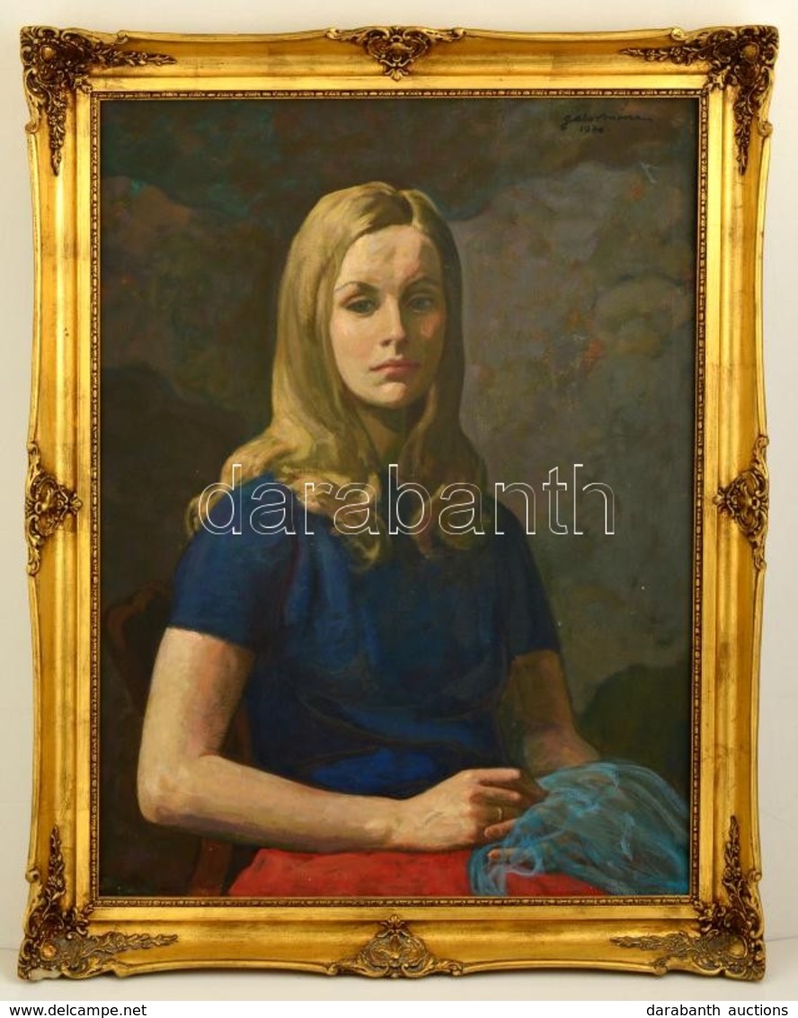 Gábor Móric (1889-1987): Női Portré 1970. Olaj, Vászon, Jelzett, Keretben, 80×60 Cm - Autres & Non Classés