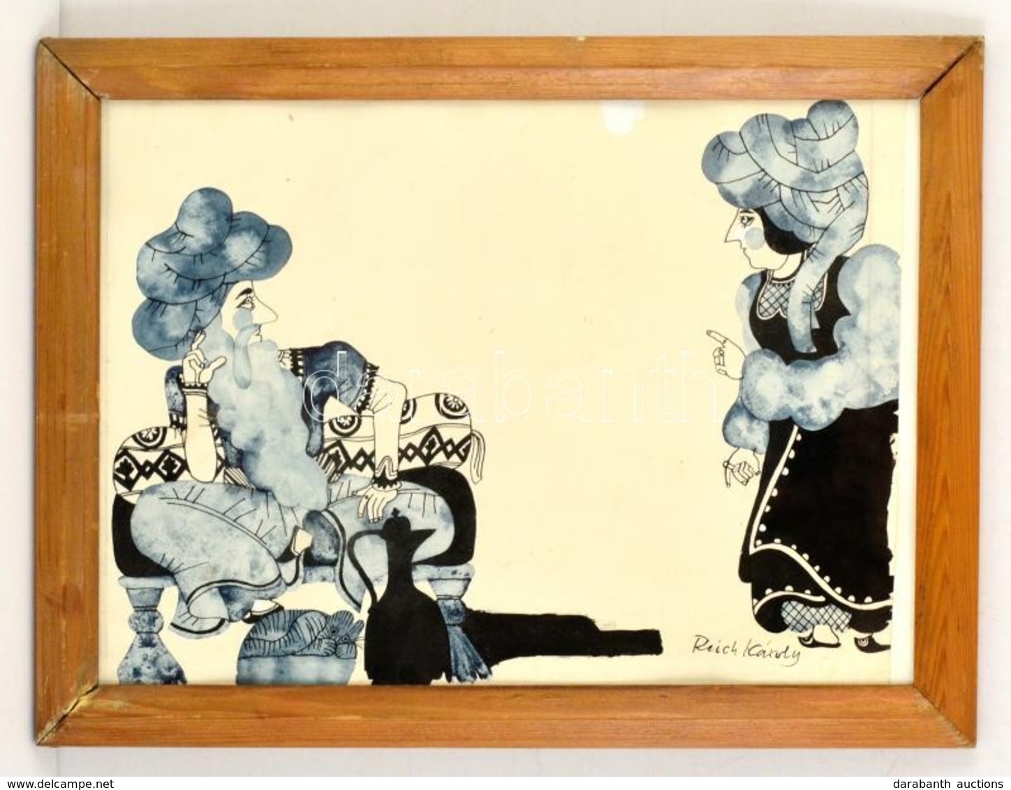 Reich Jelzéssel: Intelem. Akvarell-tus, Papír, üvegezett Keretben, 25×33 Cm - Otros & Sin Clasificación