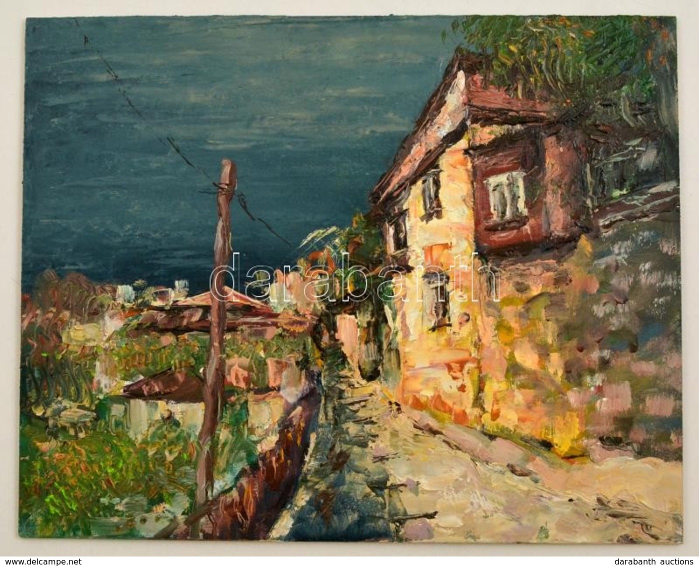 Jelzés Nélkül: Kertvárosi Részlet, Olaj, Farost, 20×25 Cm - Other & Unclassified