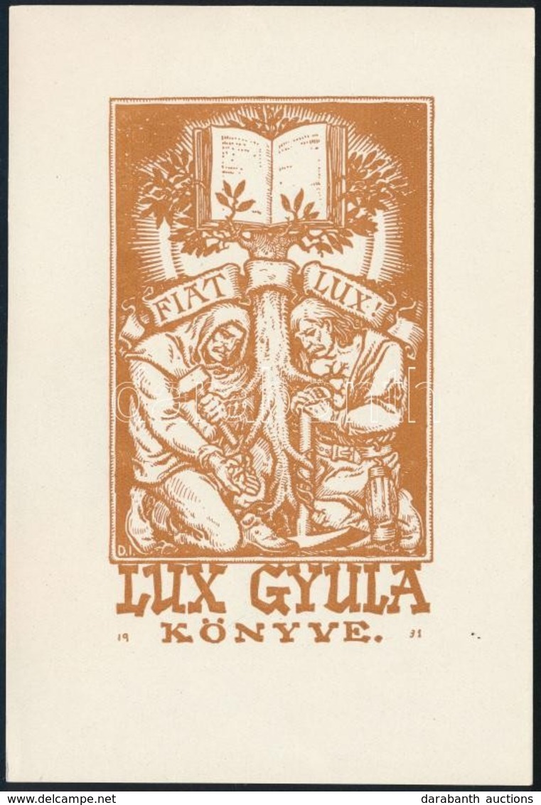 'D.I.' Jelzéssel: Lux Gyula Könyve. Klisé, Papír, Jelzett, 16x11 Cm - Other & Unclassified