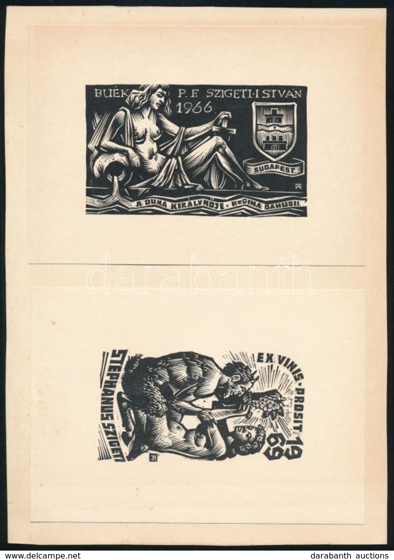 Fery Antal (1908-1994):  2 Db Erotikus Ex Libris. Linó, Papír, Jelzett A Metszeten, 6×9 és 10×5 Cm - Otros & Sin Clasificación