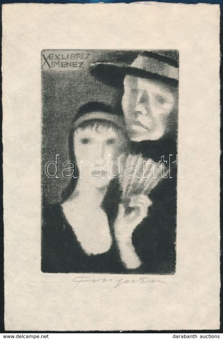 Michel Fingesten (1884-1943): Ex Libris Ximenez. Rézkarc, Papír, Jelzett, 15,5×9,5 Cm - Otros & Sin Clasificación