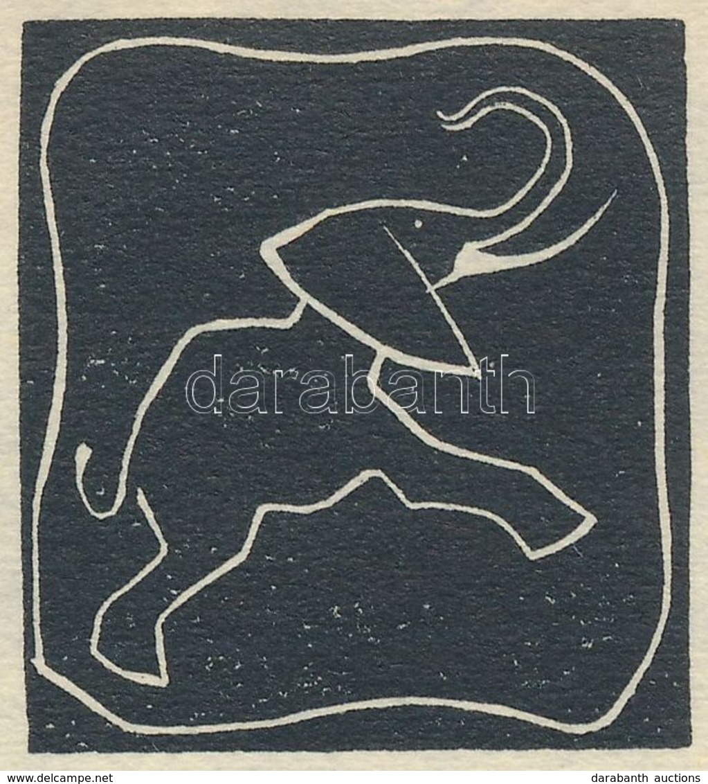 Emil Kotrba (1912-1983): Ex Libris (elefánt), Fametszet, Papír, Jelzés Nélkül, 3×3 Cm - Other & Unclassified