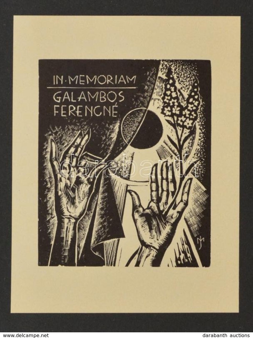 Menyhárt József (1901-1976):In Memoriam Galambos Ferencné. Fametszet, Papír, Jelzett A Dúcon, 9×8 Cm - Sonstige & Ohne Zuordnung