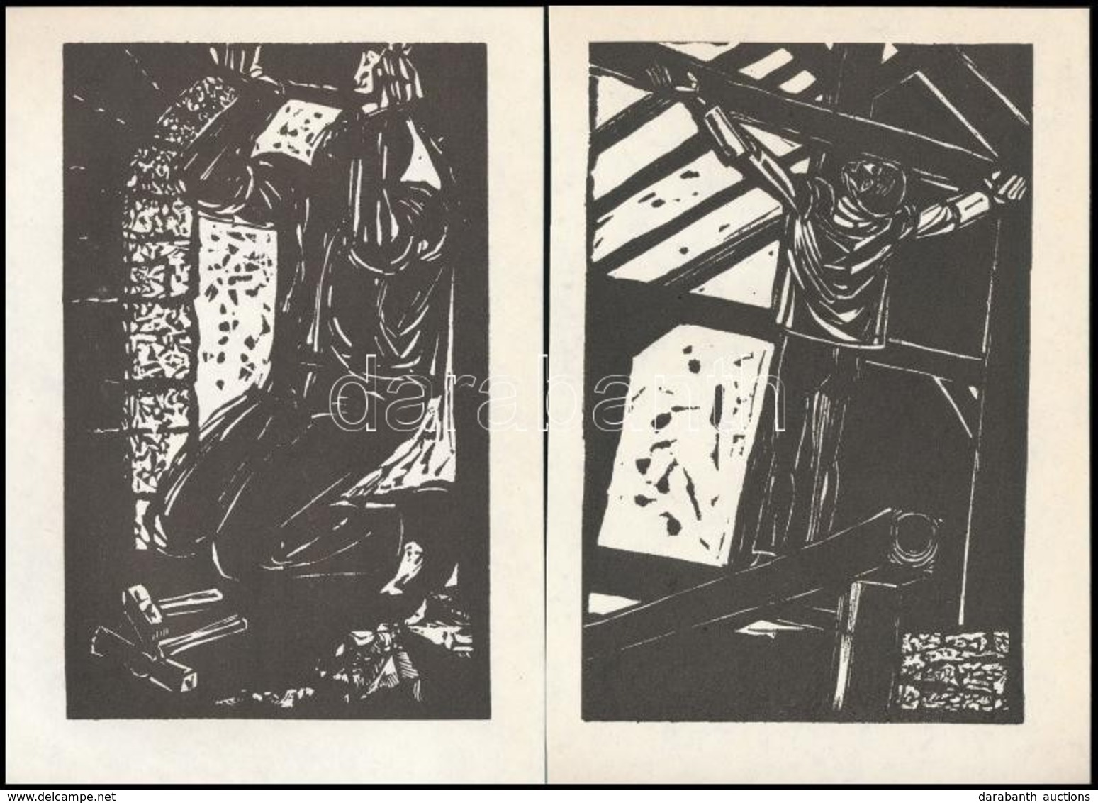 Váci András (1928-1989): Illusztrációk. 6 Db Linómetszet, Papír, Jelzés Nélkül, 15,5×10 Cm - Sonstige & Ohne Zuordnung