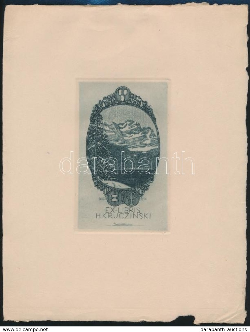 Hubert Wilm (1887-1953): Ex Libris H. Kruczinski. Rézkarc, Papír, Jelzett A Karcon, 12×7,5 Cm - Otros & Sin Clasificación