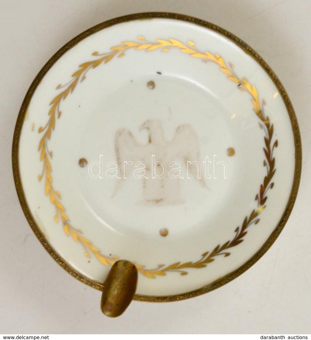 Limoges-i Porcelán Hamutartó Fém Szerelékkel, Kopott, D: 12,5 Cm - Otros & Sin Clasificación