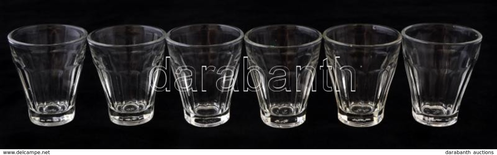 Retró üveg Kávés Pohár, 6 Db, Hibátlanok, M: 7 Cm - Glass & Crystal