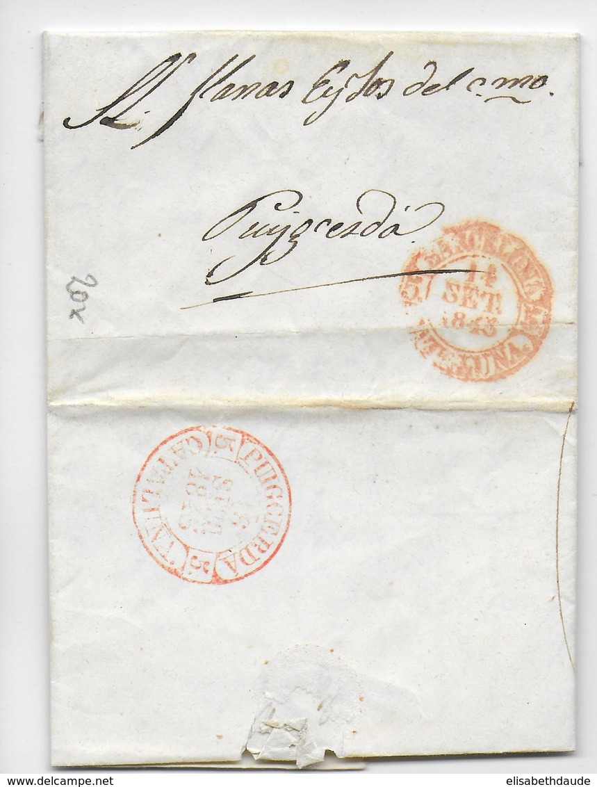 ESPAGNE - 1843 - LETTRE De BARCELONA => PUIGCERDA - CATALUNA - ...-1850 Prephilately