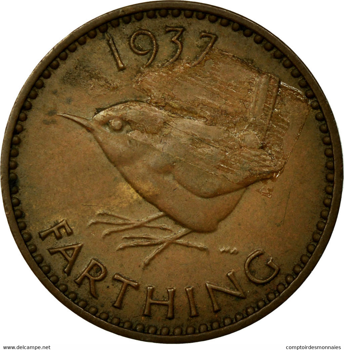 Monnaie, Grande-Bretagne, George VI, Farthing, 1937, TB+, Bronze, KM:843 - B. 1 Farthing