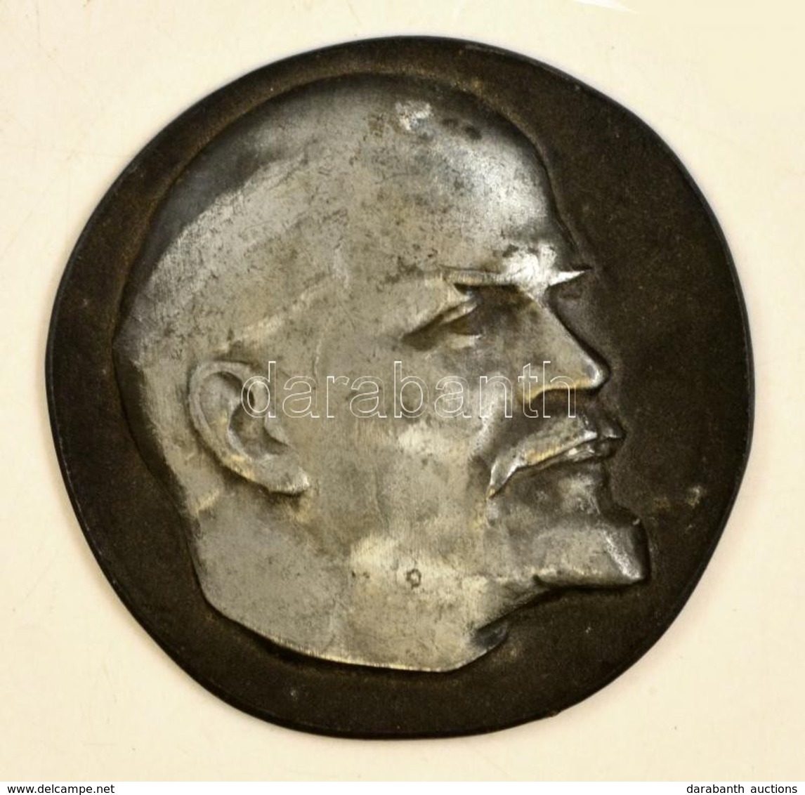 Lenin, Festett Fém Plakett, Hátoldalon Lenin 'aláírásával', D: 6,5 Cm - Otros & Sin Clasificación