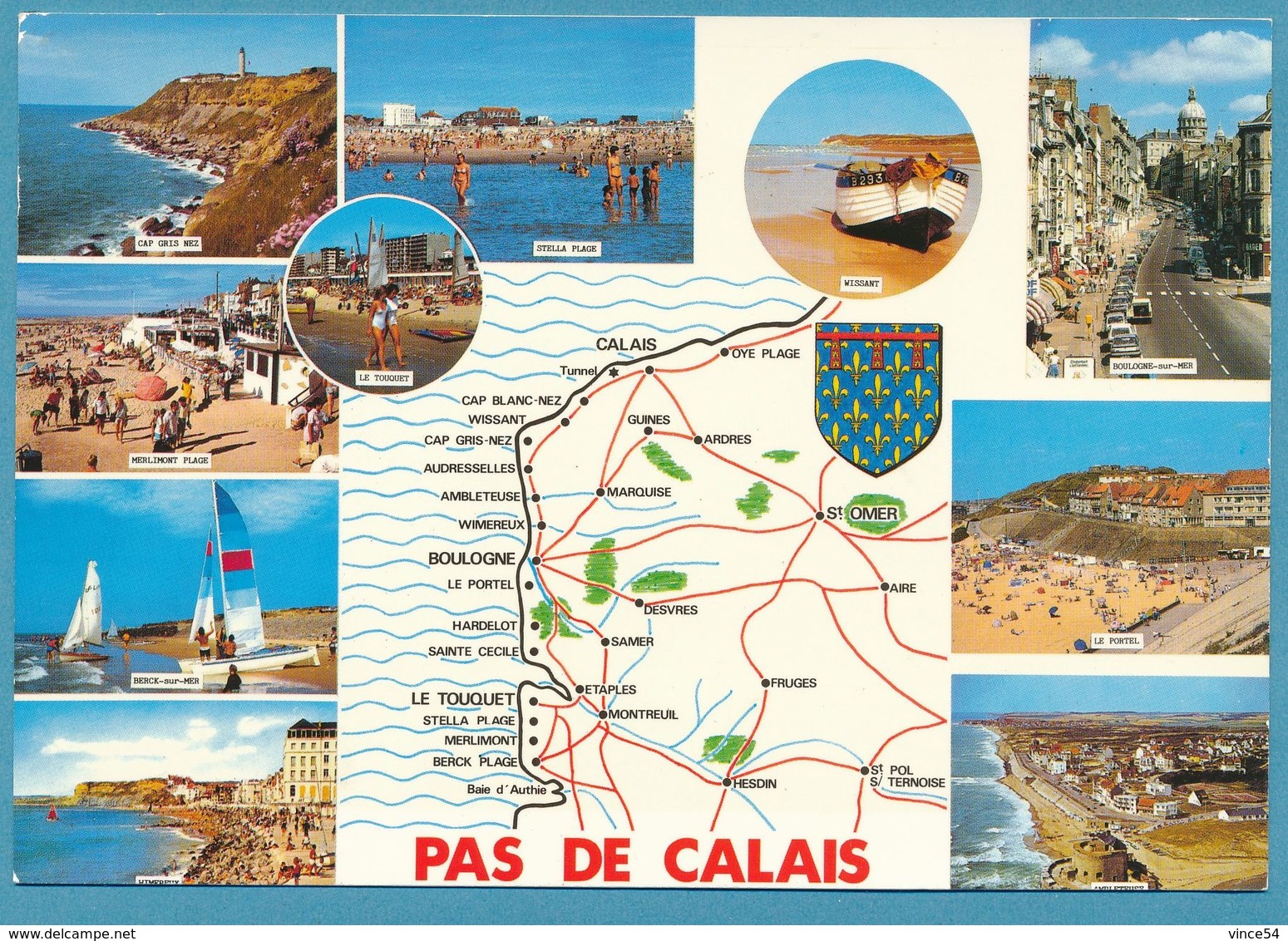 LA COTE D'OPALE - PAS-DE-CALAIS - Carte Géographique Multivues Blason - Cartes Géographiques