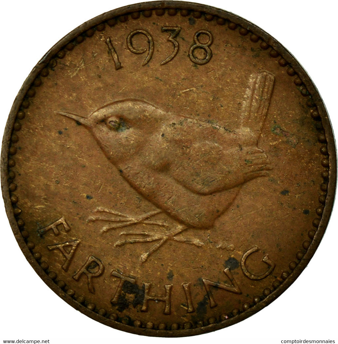 Monnaie, Grande-Bretagne, George VI, Farthing, 1938, TB, Bronze, KM:843 - B. 1 Farthing