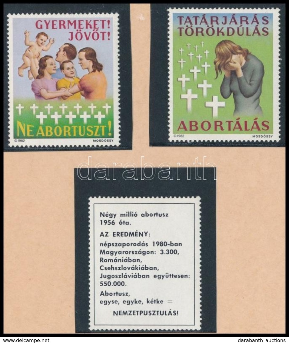 1980 3 Db Levélzáró Az Abortusz Ellen - Unclassified