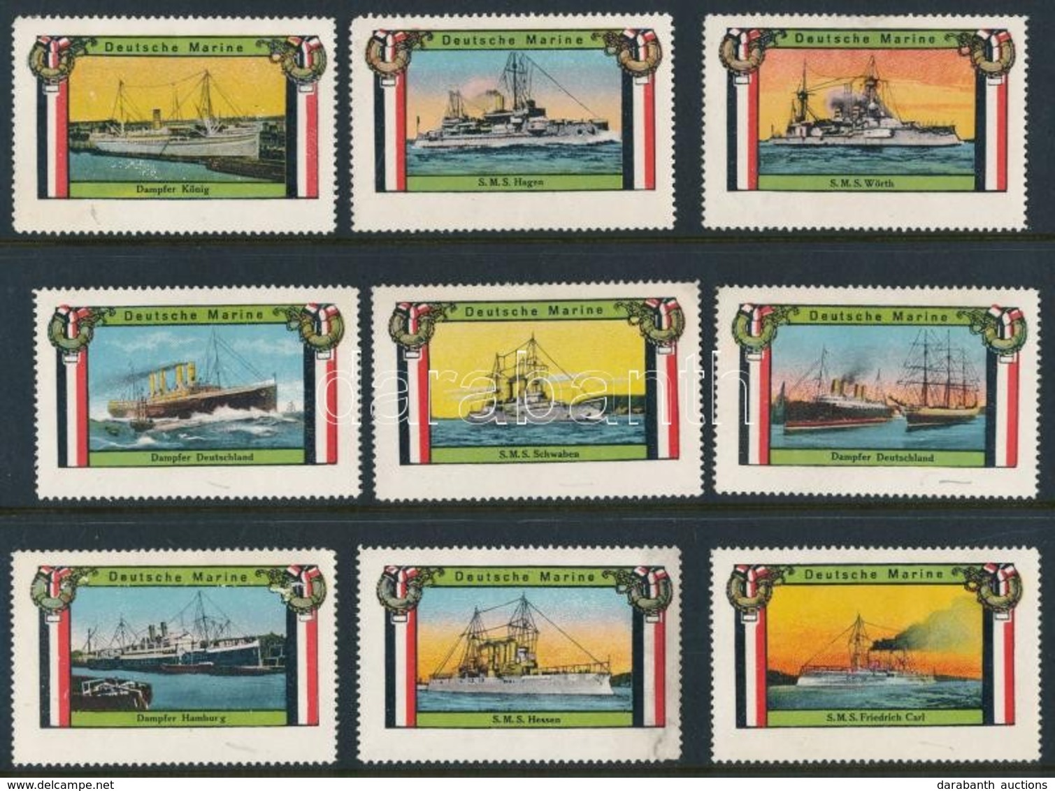 Német Hadihajók Levélzáró összeállítás Berakólapon / German Warships Poster Stamps - Unclassified