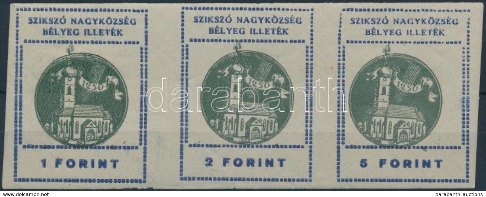 ** 1947 Szikszó 1Ft, 2Ft, 5Ft Fogazatlan Hármascsík (80.000) / Imperforate Stripe - Ohne Zuordnung