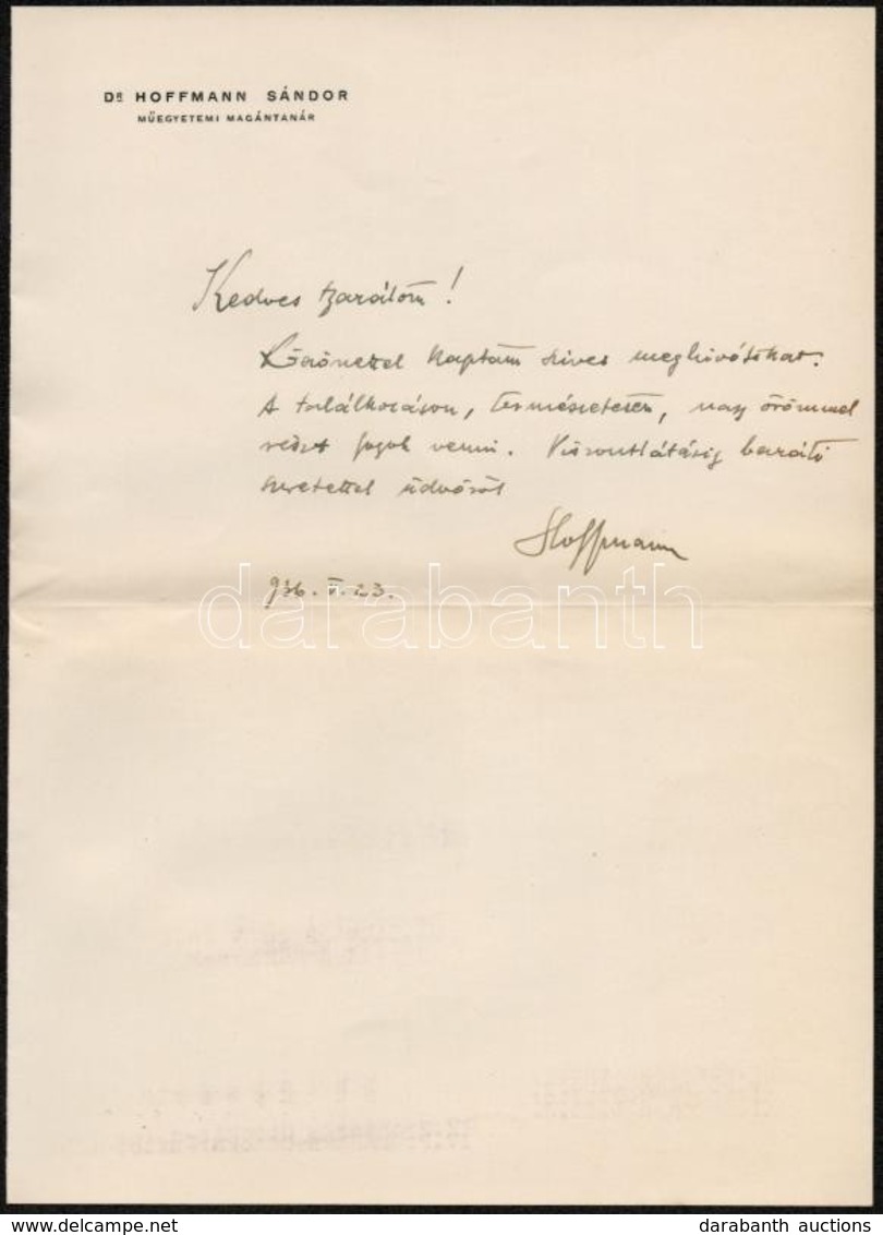 1936 Hoffmann Sándor (1899-1992) Kossuth-díjas Vegyészmérnök Saját Kézzel írt Levele - Non Classificati
