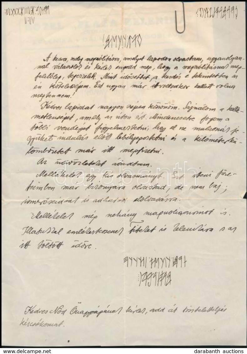 1938-39 Magyar Adorján (1887-1978) Magyar őstörténet Kutató Levelei Arany Bálinthoz. 8 Db, Részben Rovásírással írt Kézí - Non Classés