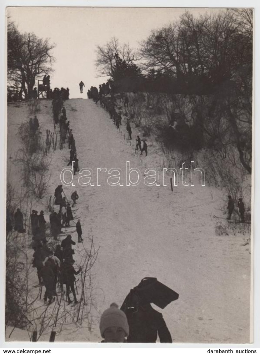 Cca 1920-1930 Kerny István (1879-1963): Ugró Sánc A János Hegyen, Vintage Fotó, Szerzői Pecséttel Jelzett, 23x17 Cm - Other & Unclassified