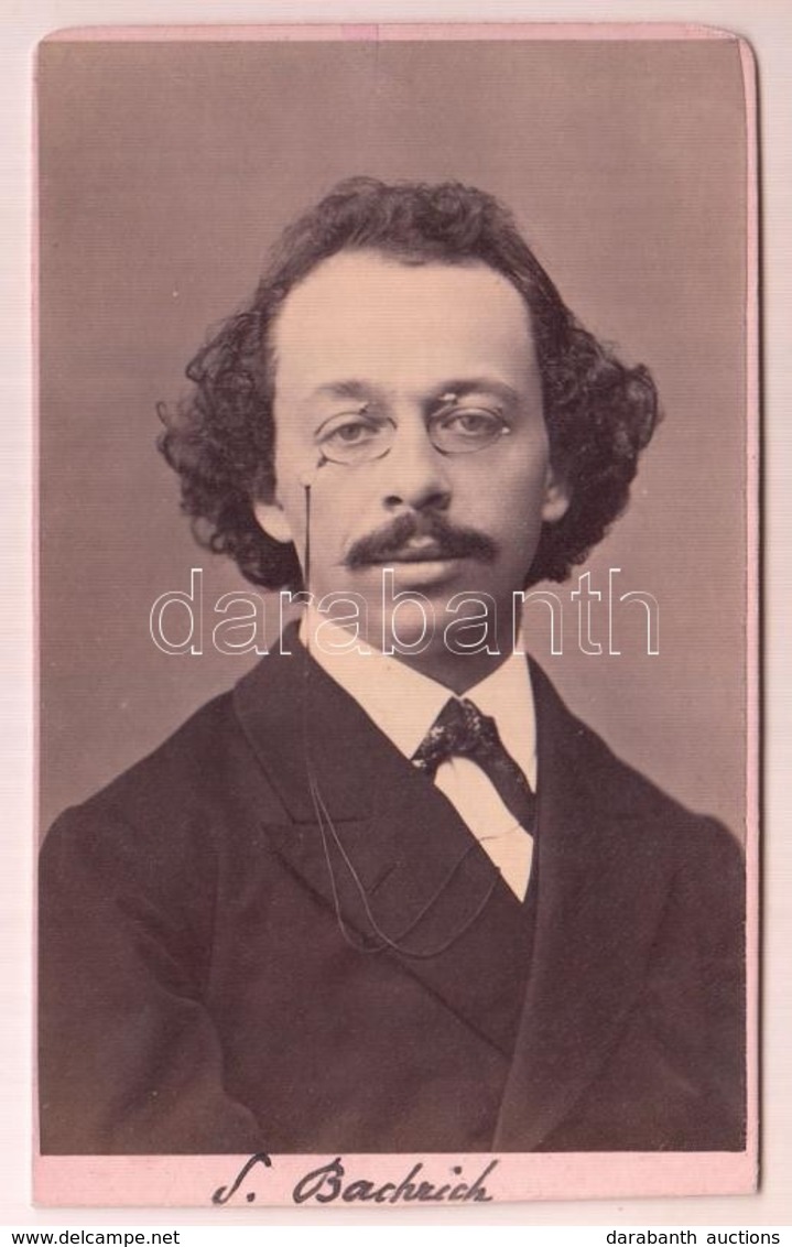 Cca 1870 Bachrich Zsigmond (1841-1913) Hegedűművész Vizitkártya Méretű Fotója / Hungarian Violinist's Photo 9x11 Cm - Other & Unclassified