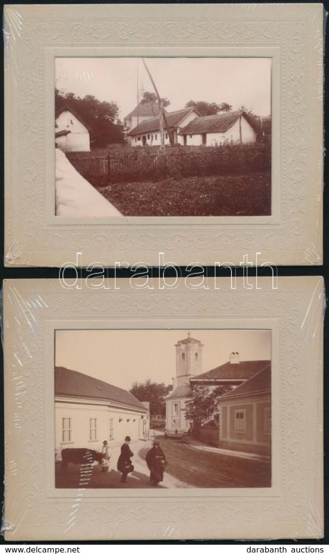 Cca 1900 Azonosítatlan Budai Városrészlet Fotói, 2 Db, Fotó Kartonon, 8x11 Cm - Other & Unclassified